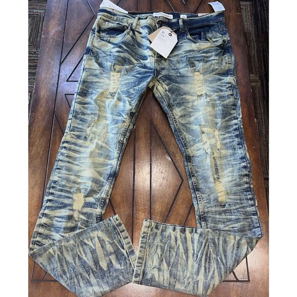 Evolution by‎ Design Men's Jeans 36x32 Distressed Pants Slim Med Tint NWT - Picture 1 of 5
